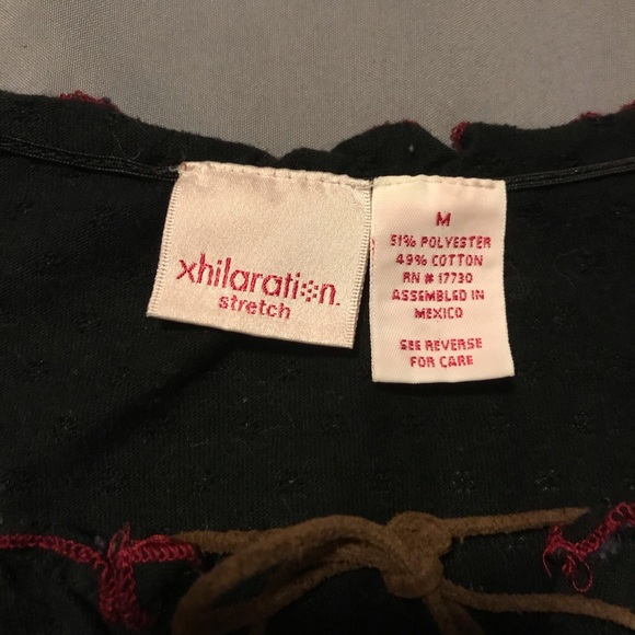 Xhilaration Short Sleeve Black and White Embroidered Top-M - Picture 14 of 16